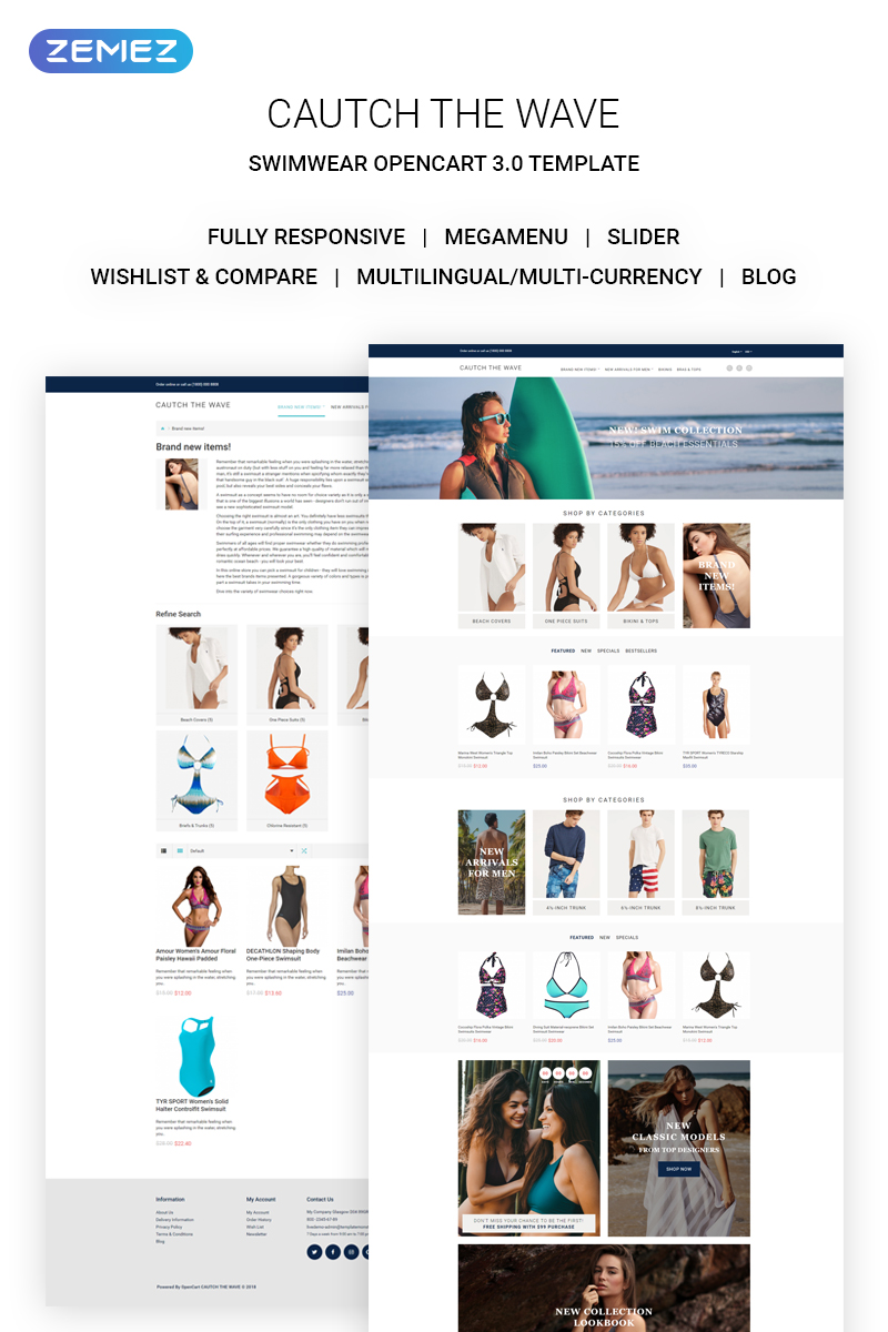 Catch the Wave – Swimwear Responsive OpenCart Template