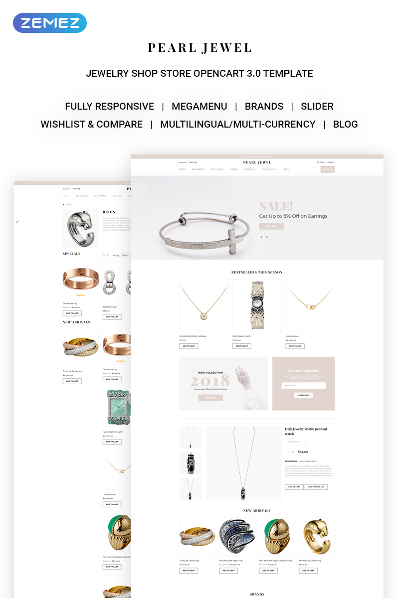 Pearl Jewel – Sophisticated Jewellery Online Shop OpenCart Template