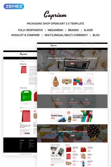 Caprium - Packaging Shop OpenCart Template