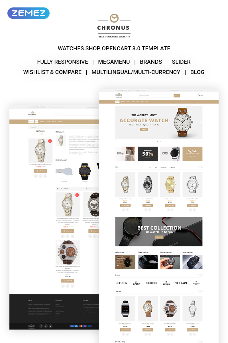 CHRONUS – Watches Shop OpenCart Template