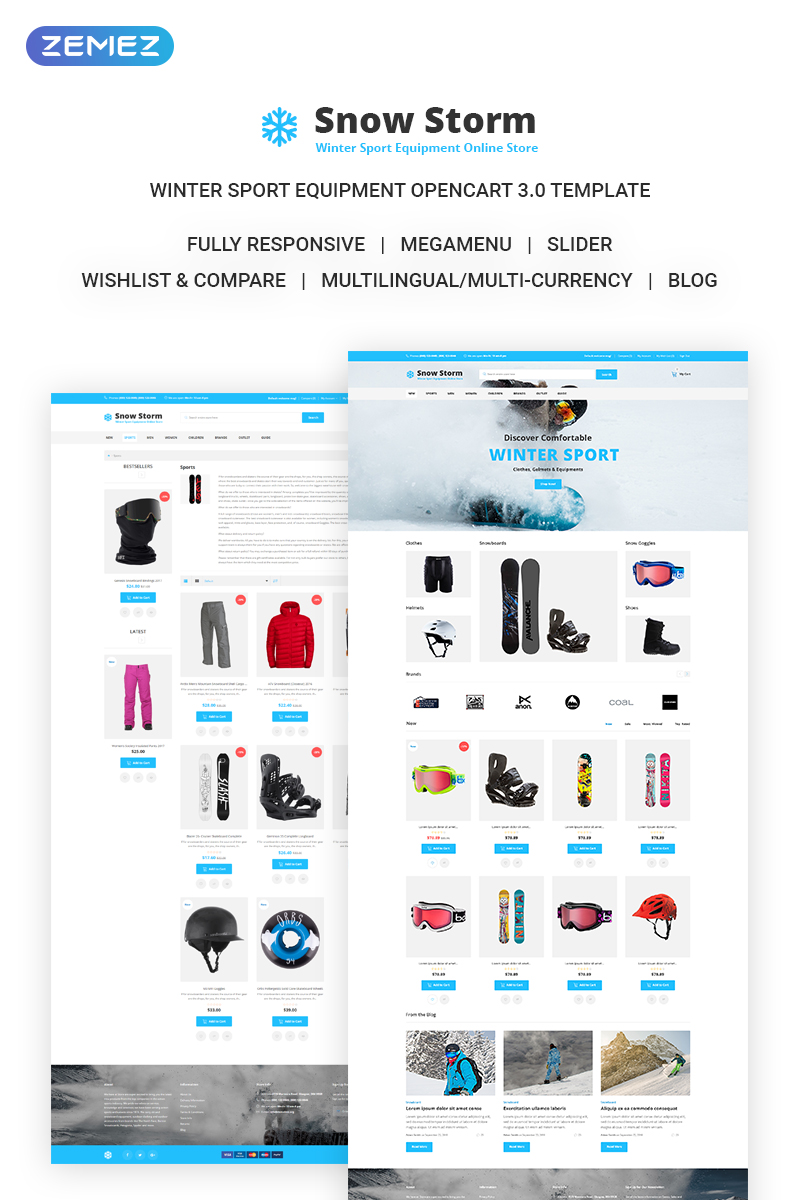 Snow Storm – Winter Sports Equipment Store OpenCart Template