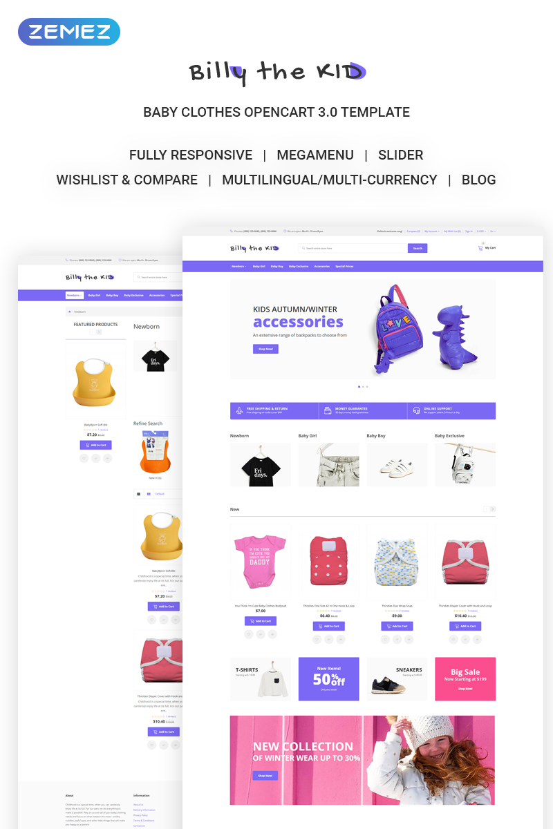 Bill The Kid – Simple Kids Fashion Online Store OpenCart Template