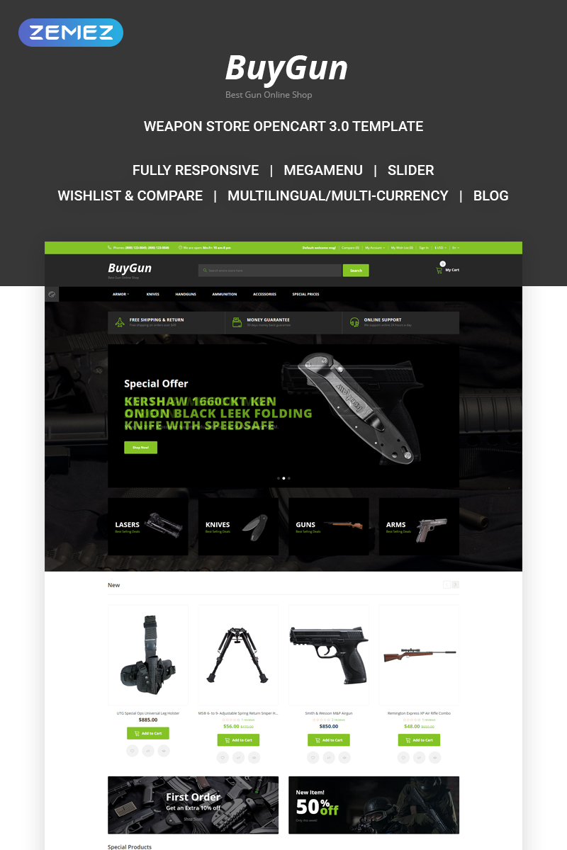 BuyGun – Weapons Store OpenCart Template