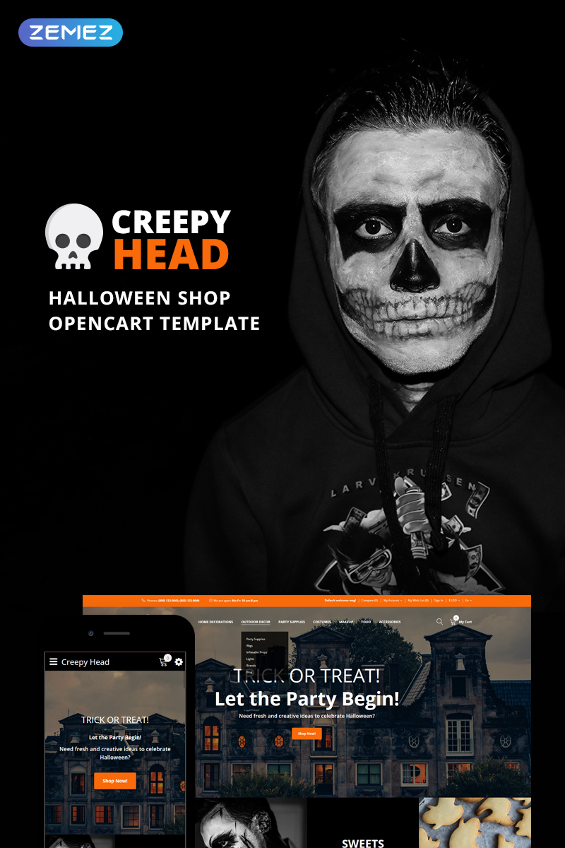 Creepy Head – Halloween Shop OpenCart Template