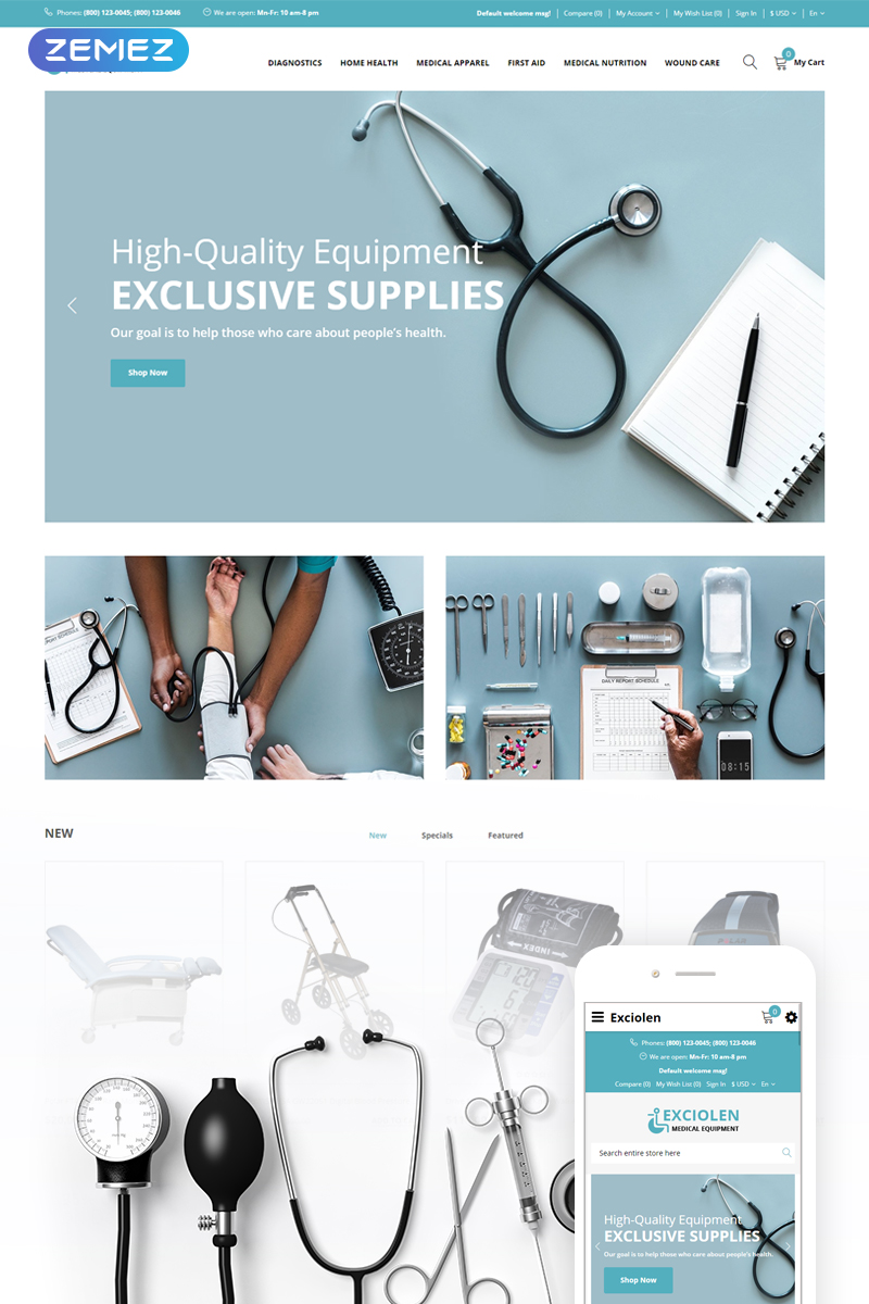 Exciolen – Medical Equipment Store OpenCart Template