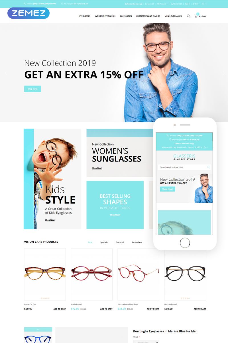 Glasseris – Glasses Store OpenCart Template