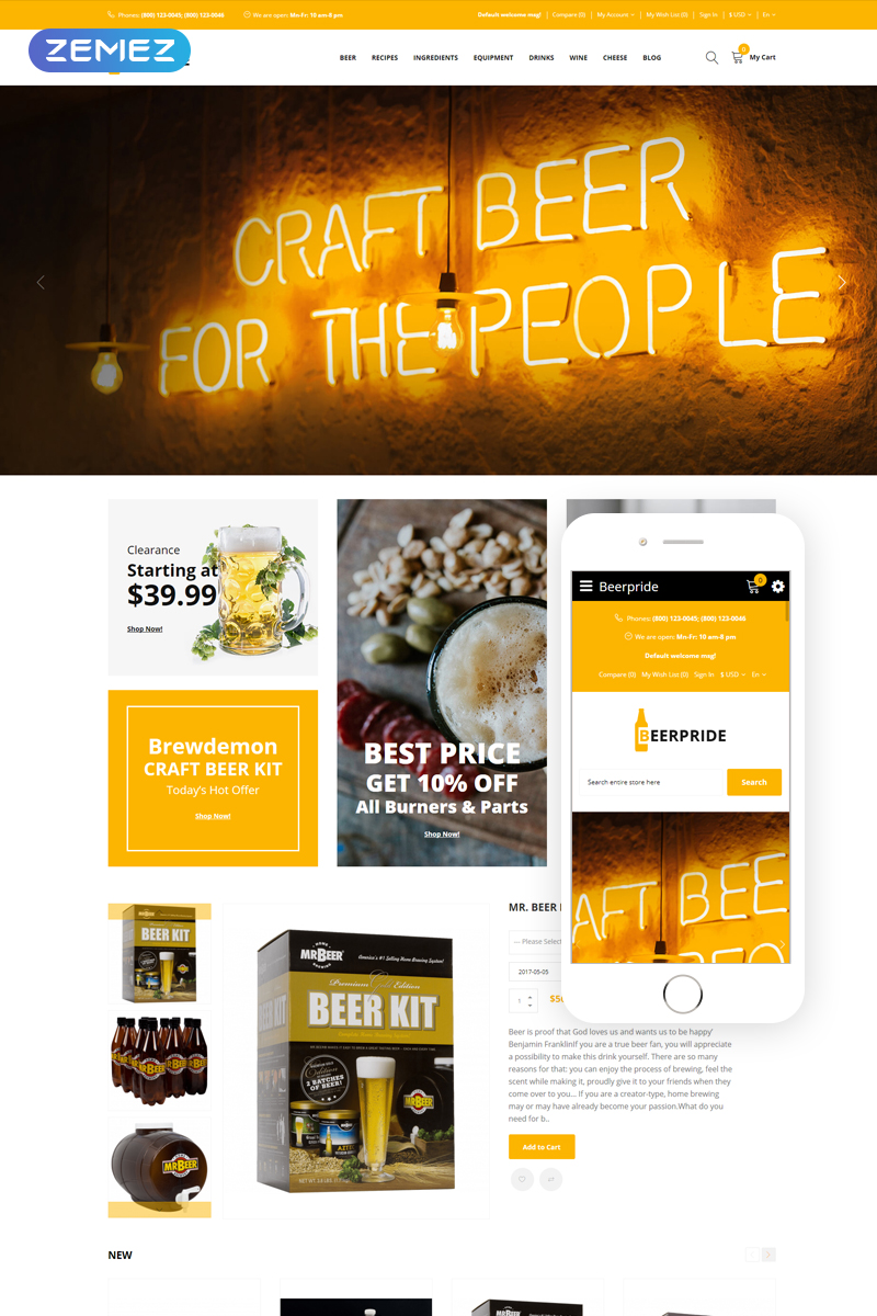 Beerpride – Homebrew Equipment & Supplies OpenCart Template