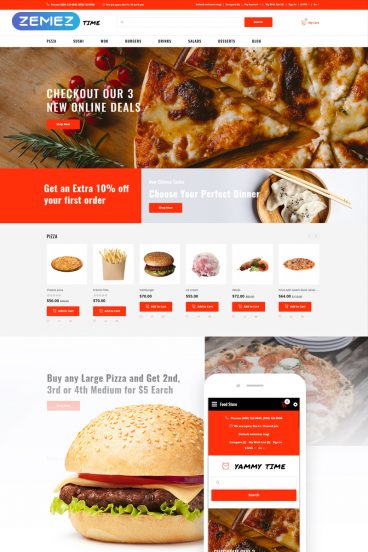 Yammy Time - Food Delivery Store Modern OpenCart Template