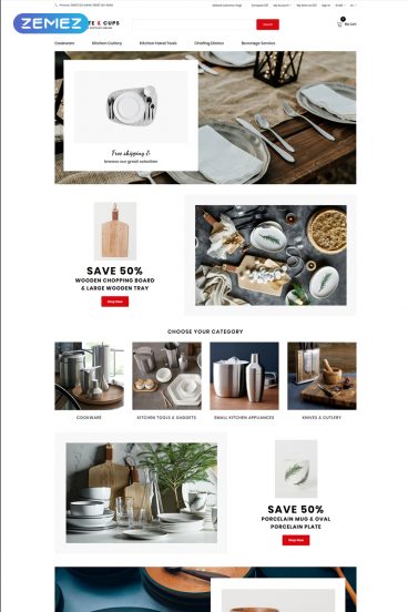 Plate & Cups - Food and Restaurant Simple Clean Bootstrap OpenCart Template