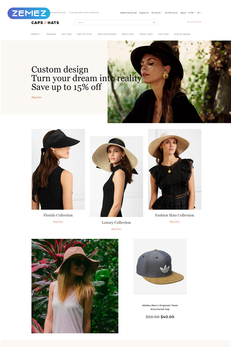 Caps & Hats – Stylish Clean Responsive Bootstrap OpenCart Template