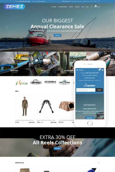 Fishery - Fishing Multilingual Practical OpenCart Template