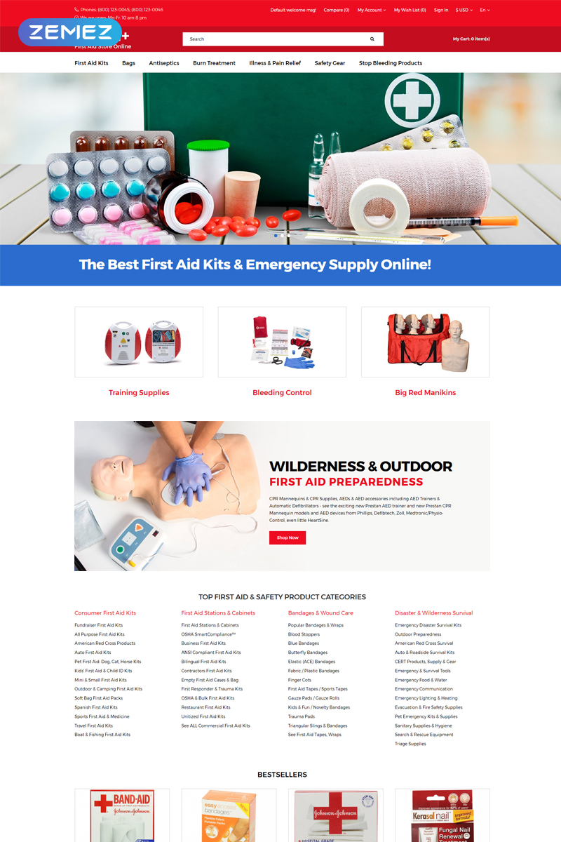 Health+ – First Aid Online Store Clean OpenCart Template