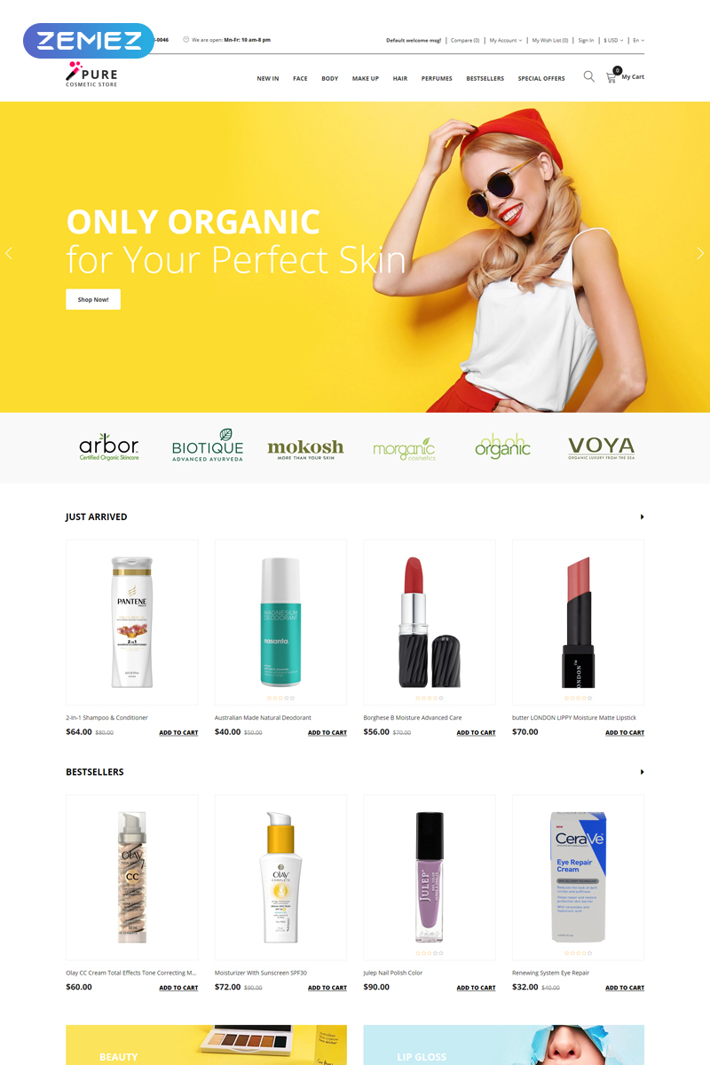 Pure – Beauty Supply Clean OpenCart Template