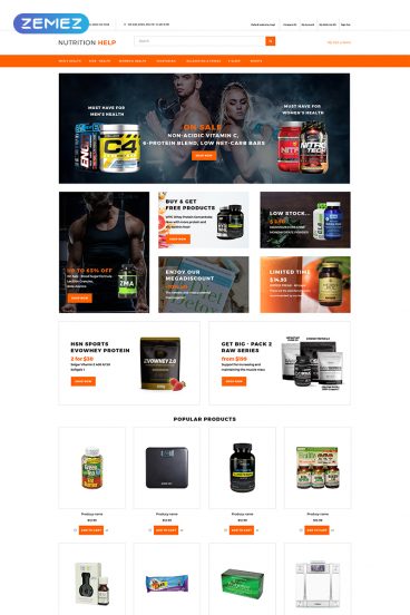 Nutrition Help - Sports Food Store Clean OpenCart Template