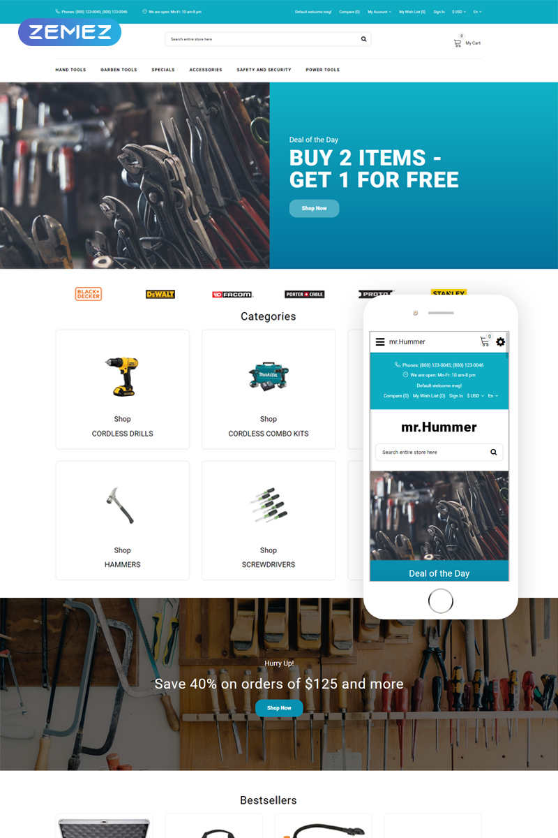 Mr.Hummer – Tools & Equipment Clean Multipage OpenCart Template