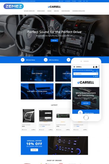 Carsell - Car Audio Multipage Clean OpenCart Template