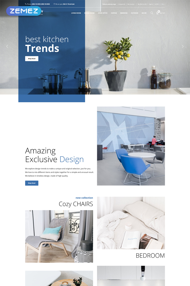 Roomzy – Furniture Clean OpenCart Template