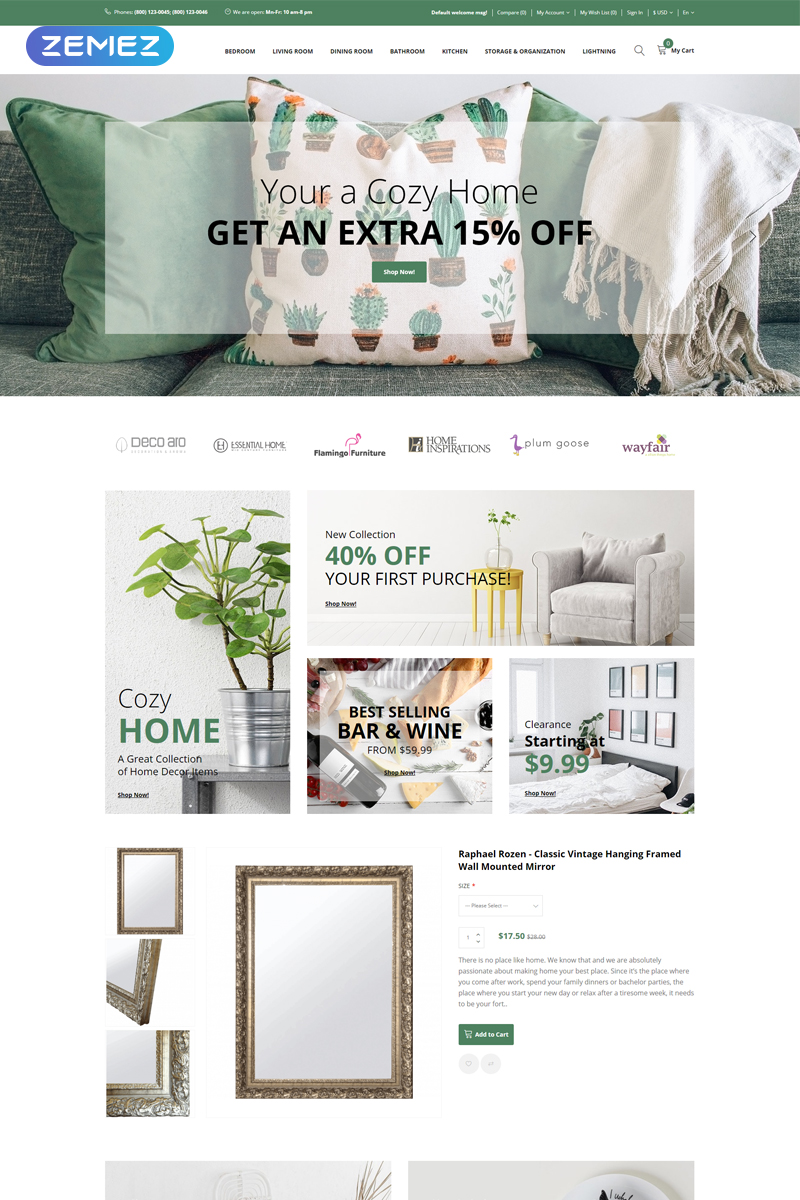 Tidecore – Home Decor Modern OpenCart Template