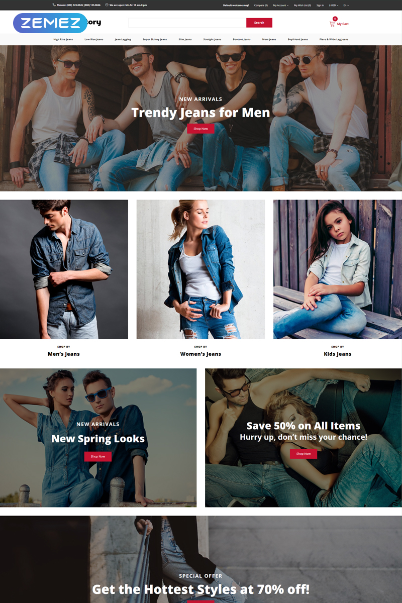 Denim Story – Jeans E-commerce Clean OpenCart Template
