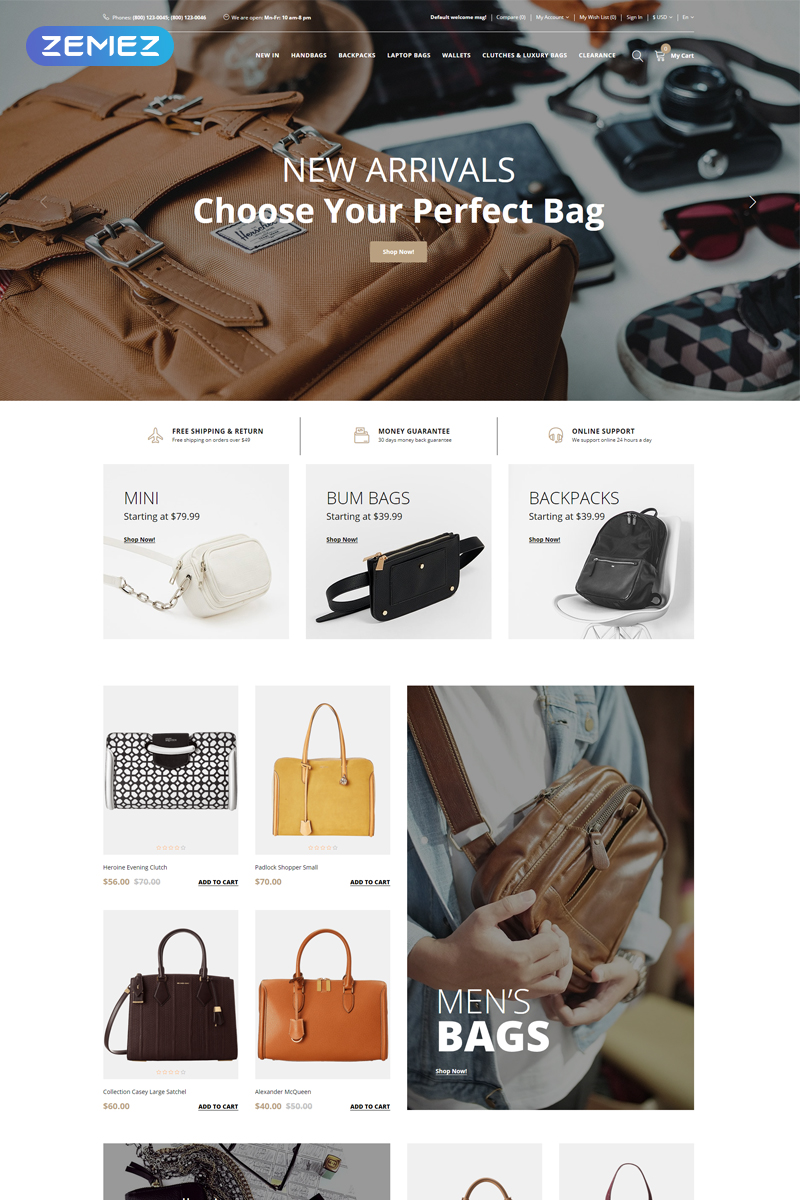 G. Bags – Handbag Clean OpenCart Template