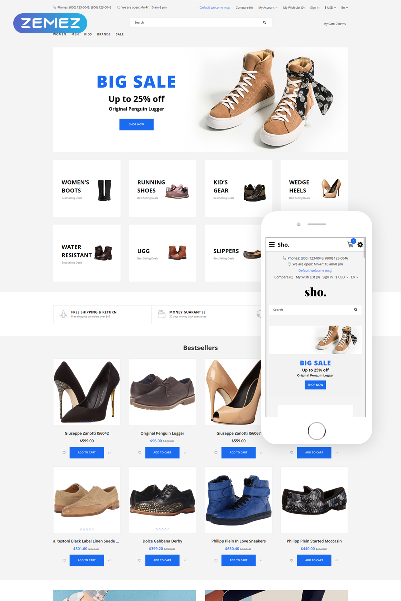 Sho. – Shoe Store E-Commerce Clean OpenCart Template