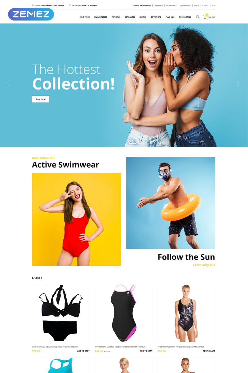 SWM – Swimming Multipage Clean OpenCart Template