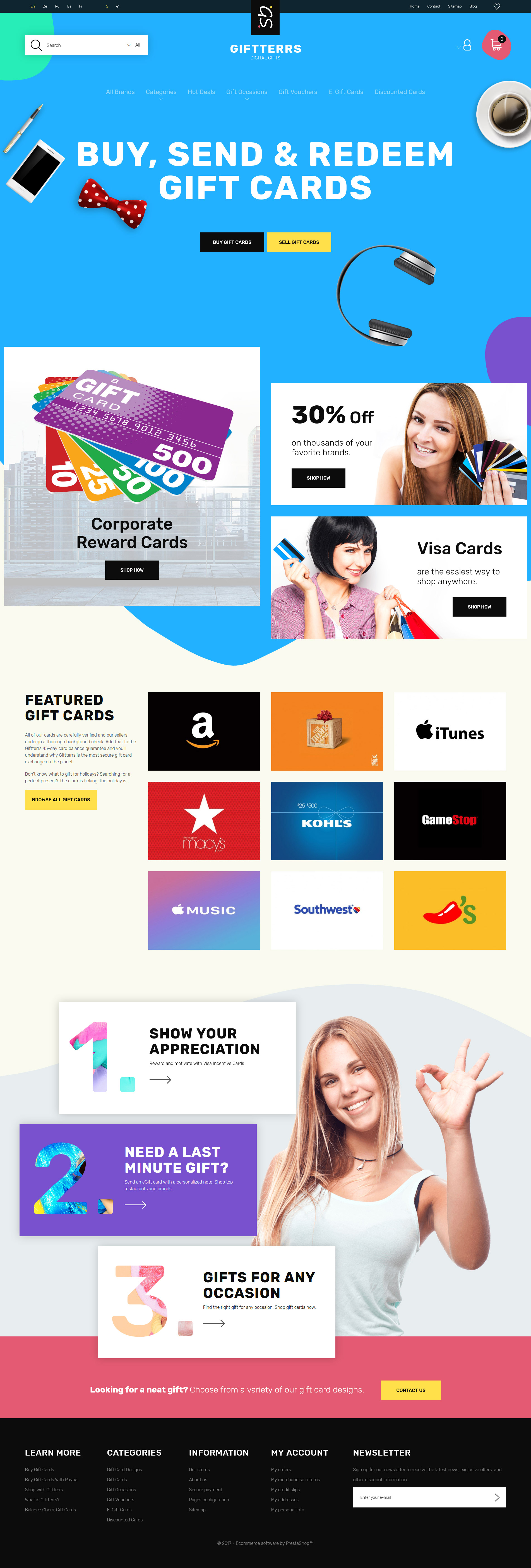 Giftterrs – Gift Cards for Any Purpose PrestaShop Theme