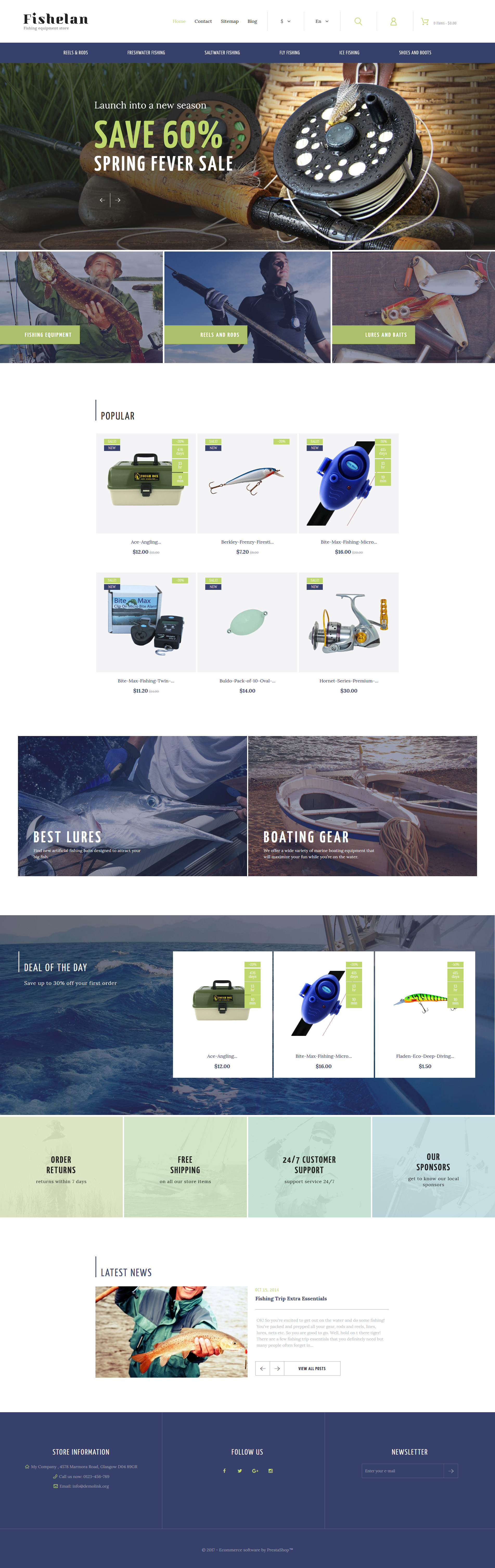 Fishelan – Fishing Equipment PrestaShop Theme