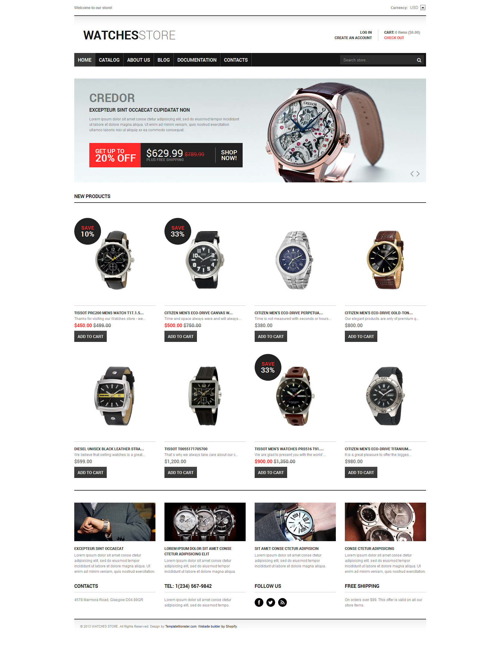 Watches Template Responsive Shopify Theme