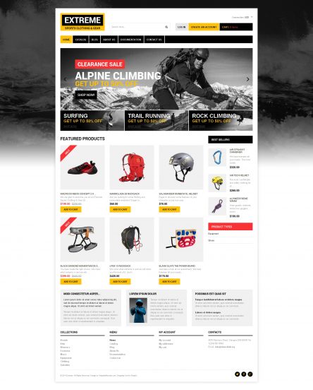 Extreme Sports Template Responsive Shopify Theme