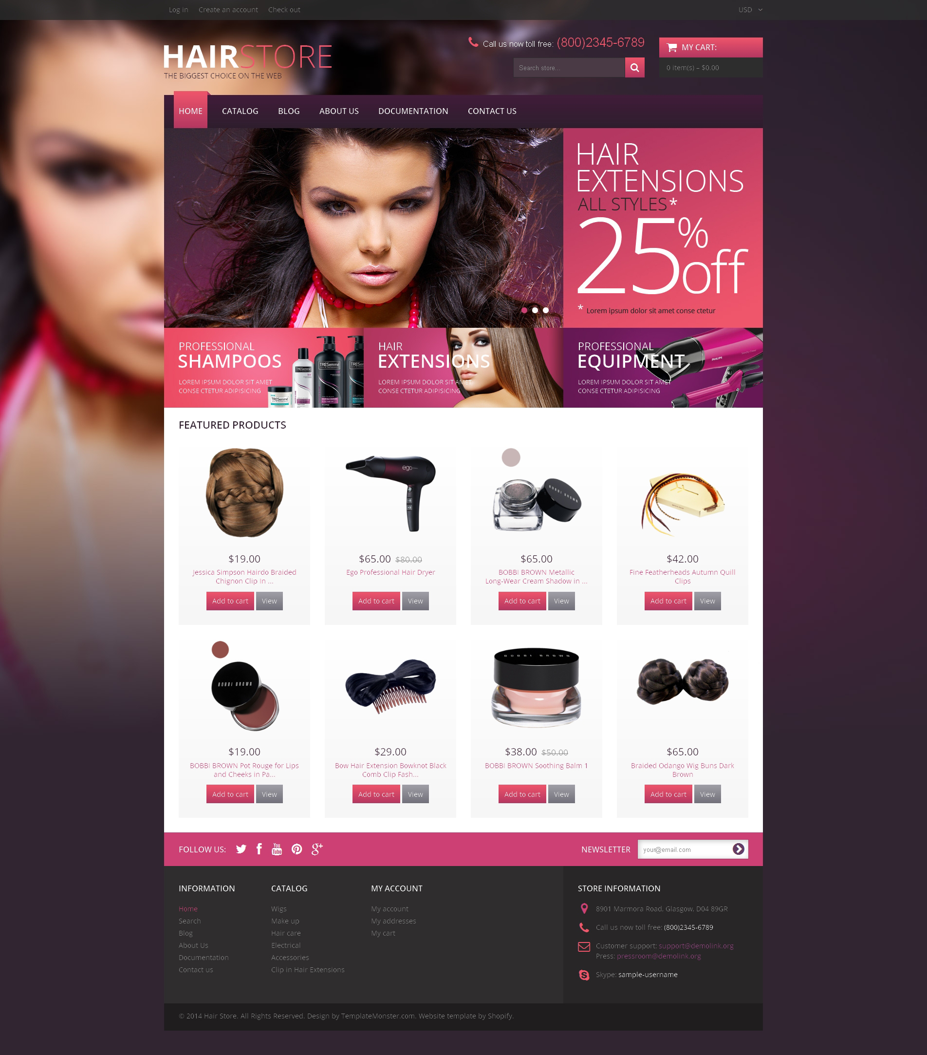 Hair Salon Template Responsive Shopify Theme