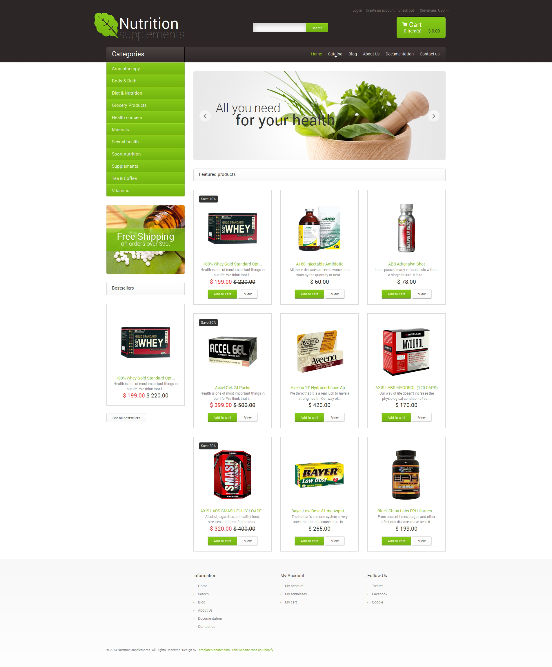 Nutrition Store Template Responsive Shopify Theme