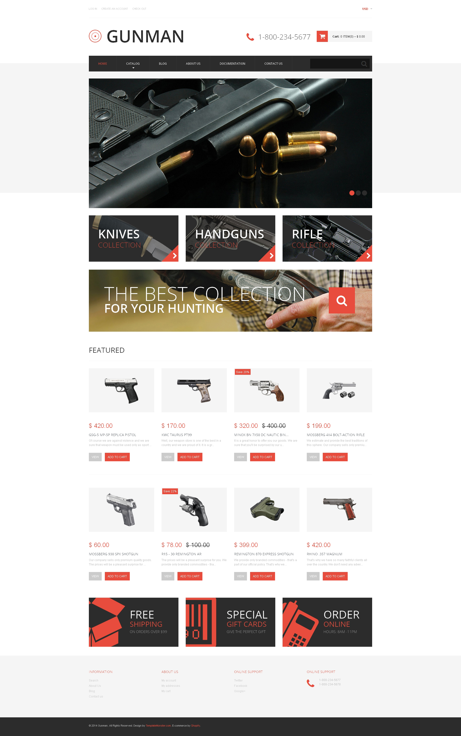 Gun Shop Template Responsive Shopify Theme