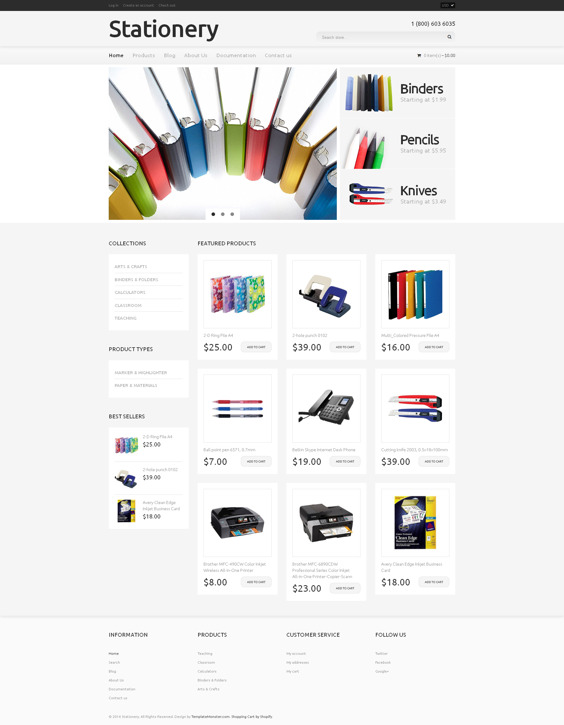 Stationery Template Responsive Shopify Theme