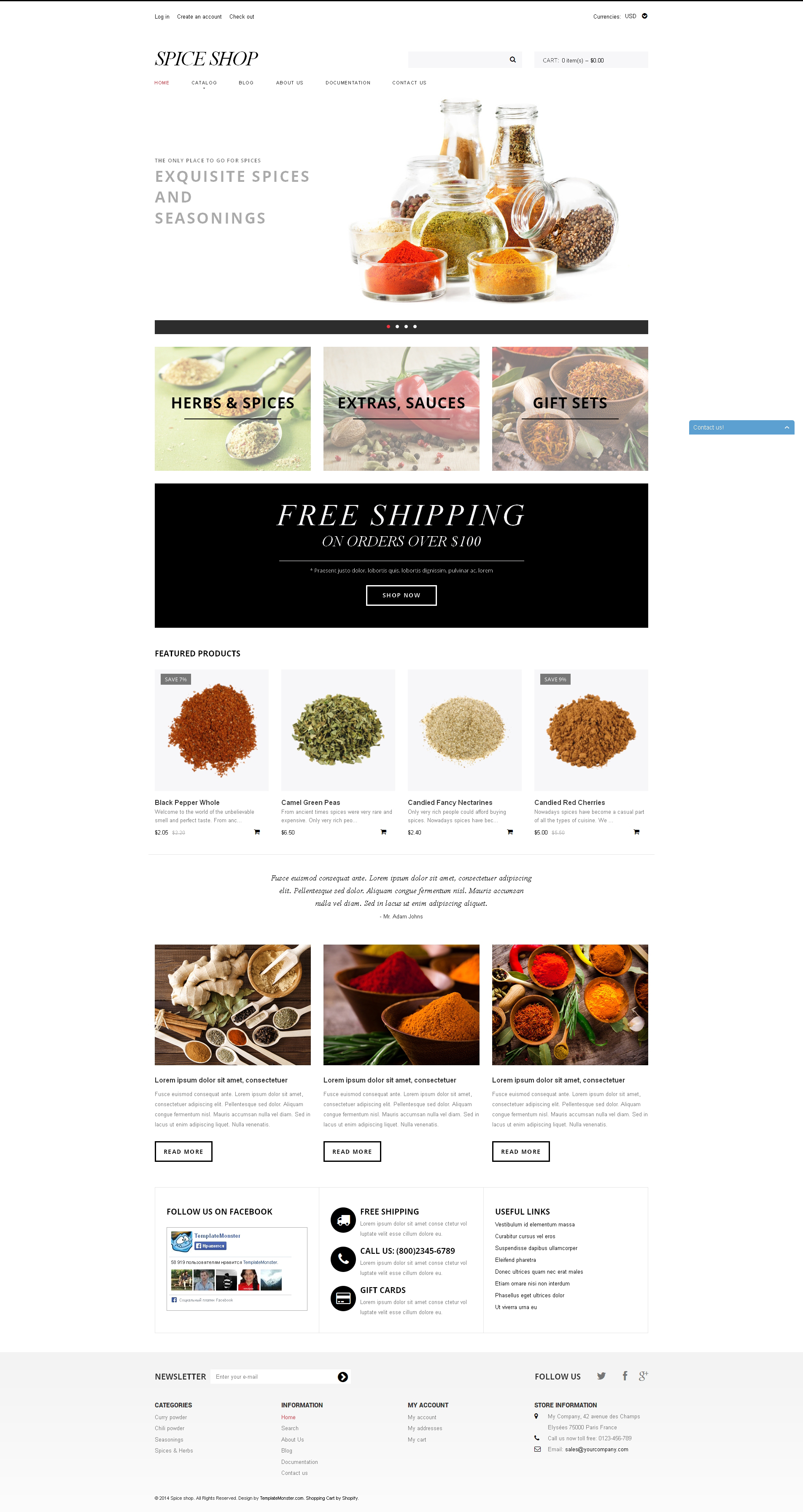 Spice Shop Template Responsive Shopify Theme