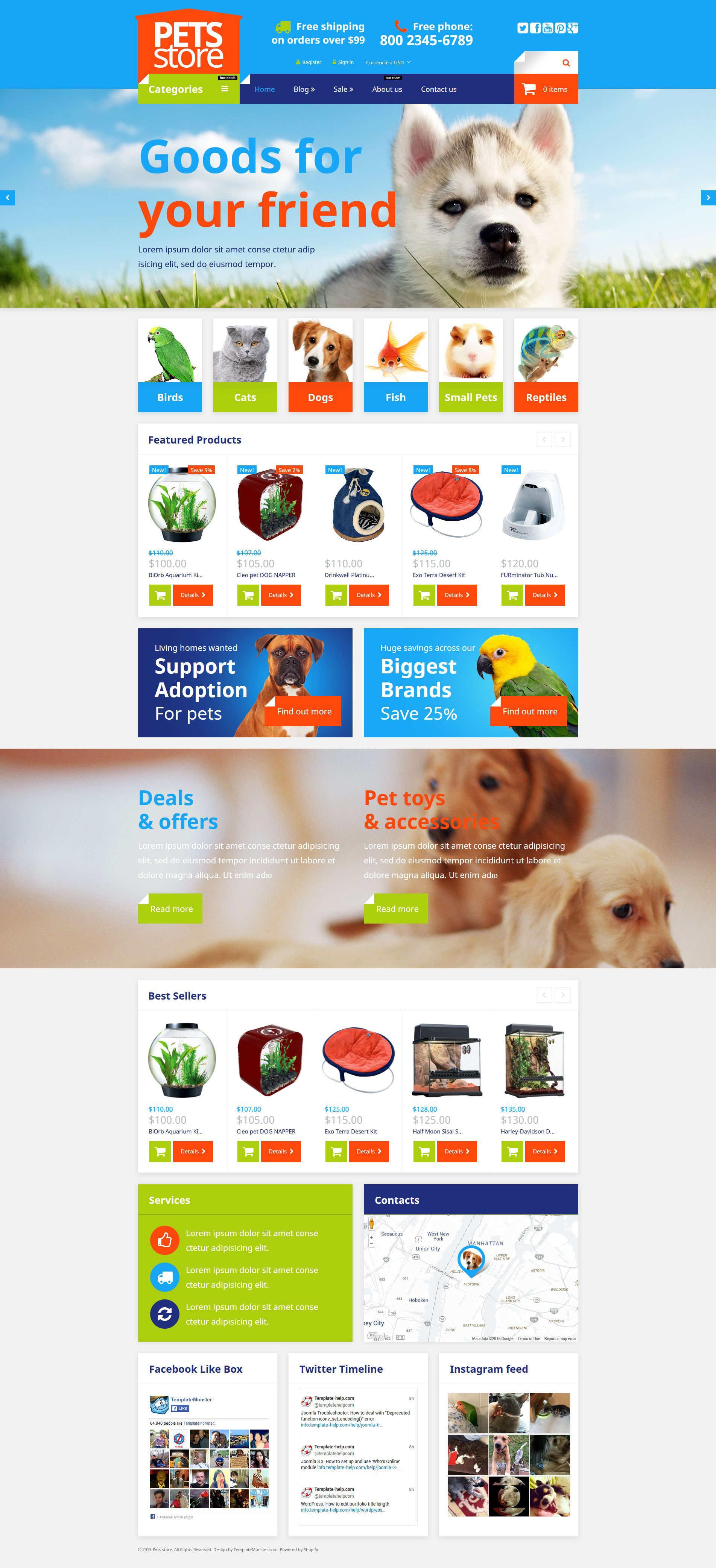 Pet Shop Template Responsive Shopify Theme