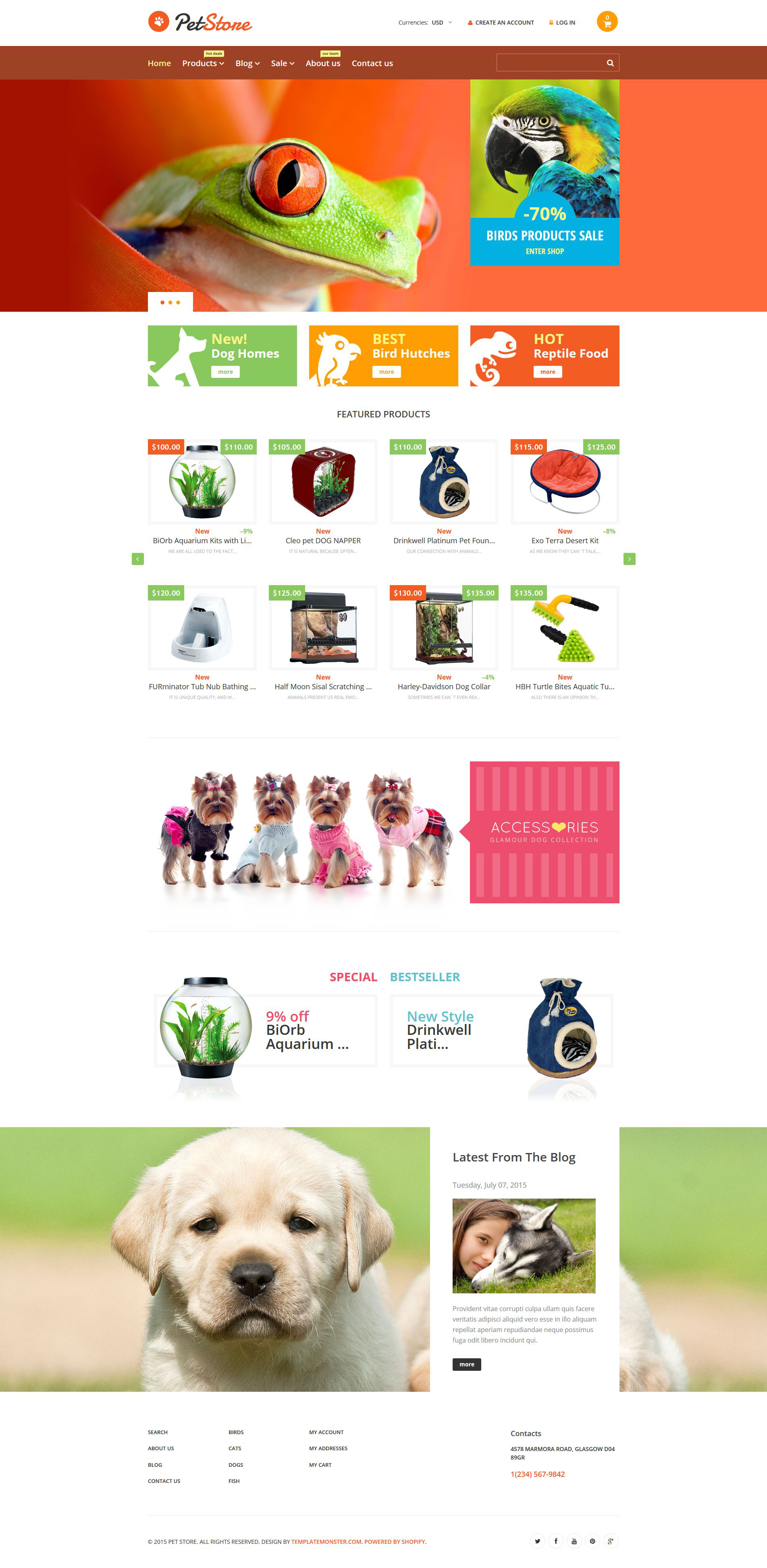 Pet Shop Template Responsive Shopify Theme