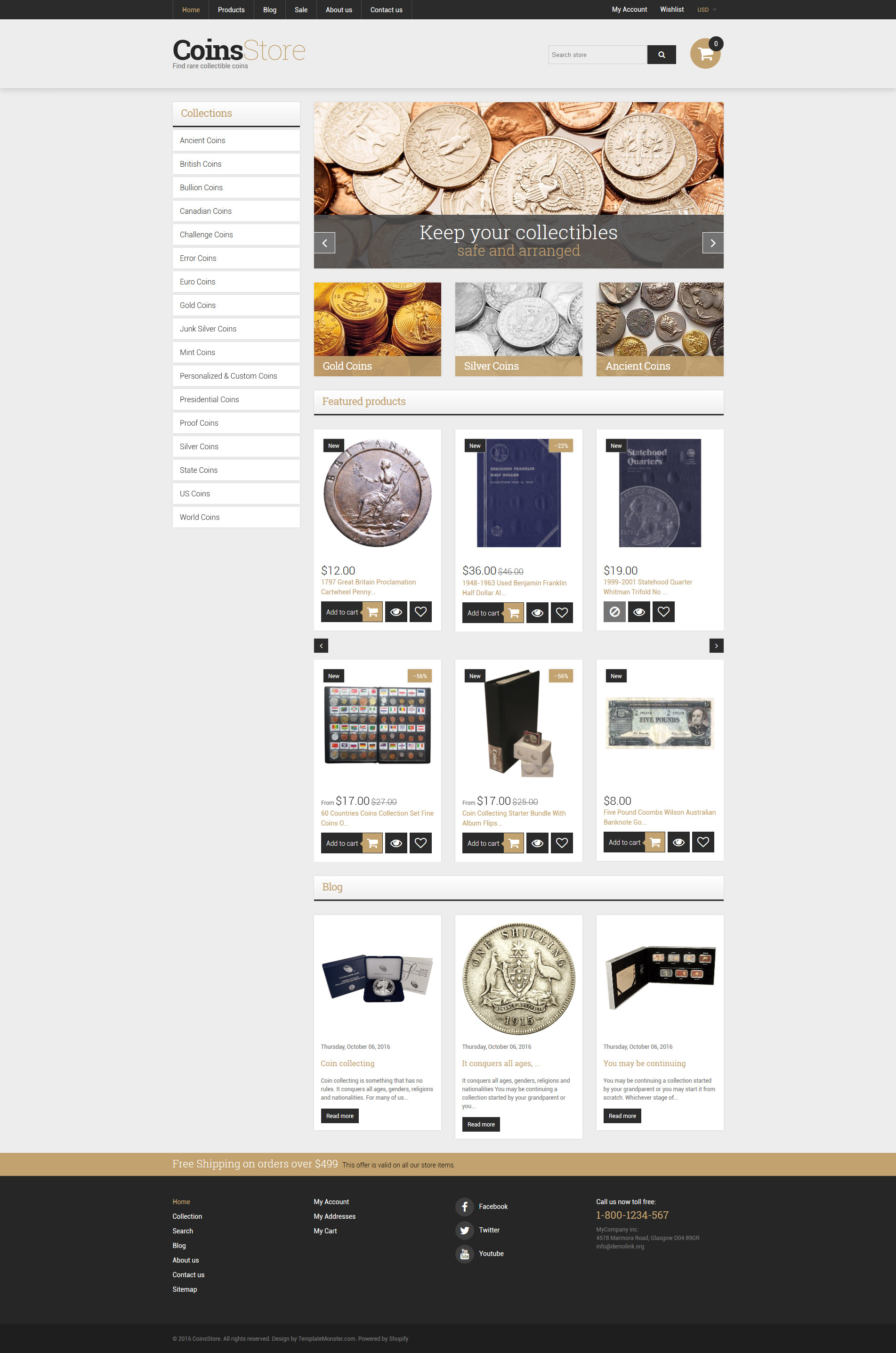 Collectible Coins & Supplies Shopify Theme