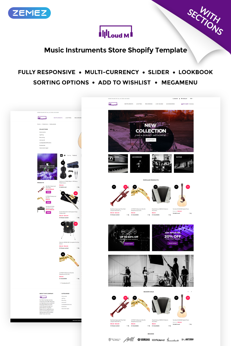 Loud M – Music Instruments Store Shopify Theme