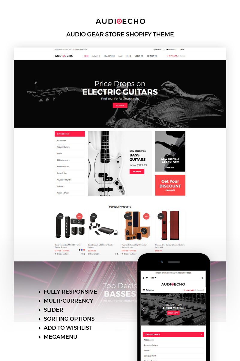 AudioEcho – Stylish Audio Gear Online Store Shopify Theme