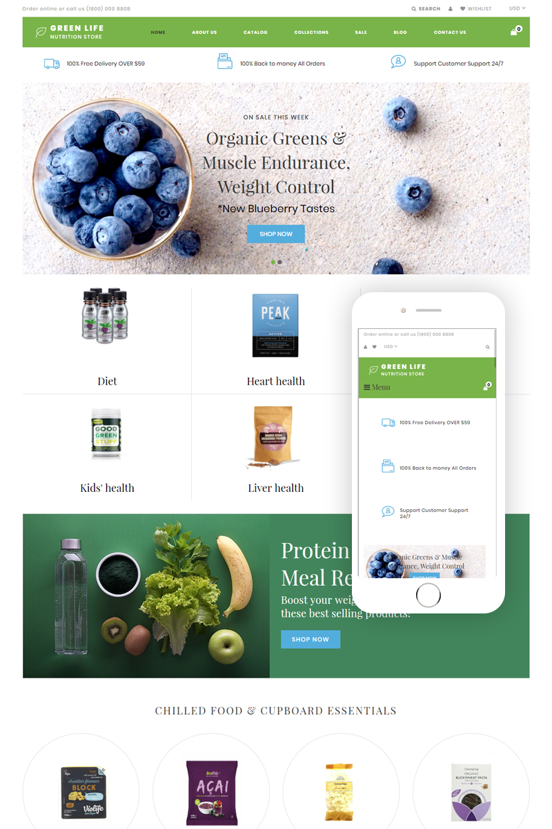 Green Life – Nutrition Responsive Simple Shopify Theme