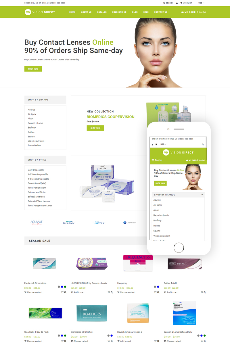 Vision Direct – Contact Lens Easy-to-Navigate Simple Shopify Theme