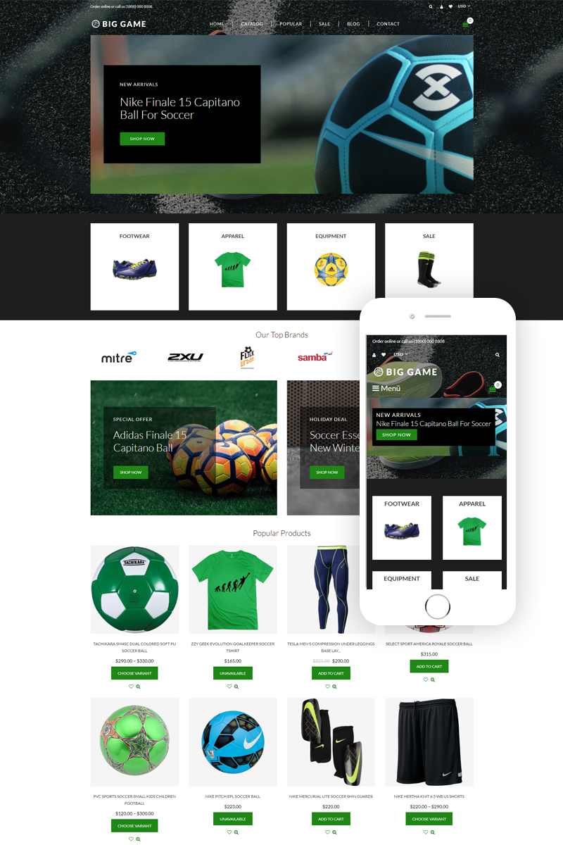 Big Game – Soccer Store Modern Shopify Theme