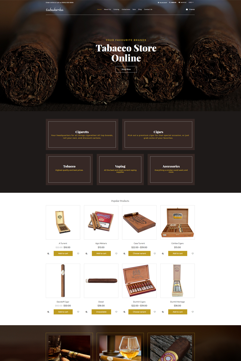 Tabakerka – Tobacco Multipage Clean Shopify Theme