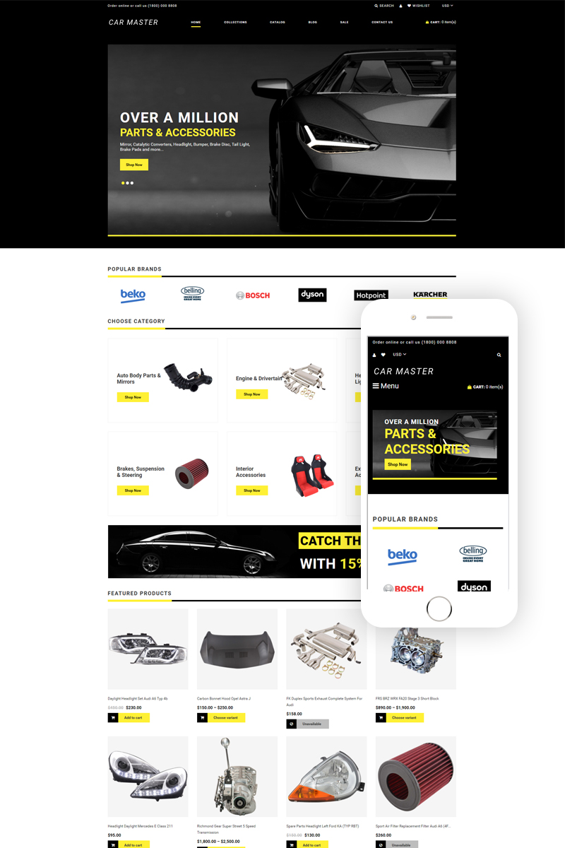 Car Master – Auto Parts Multipage Creative Shopify Theme