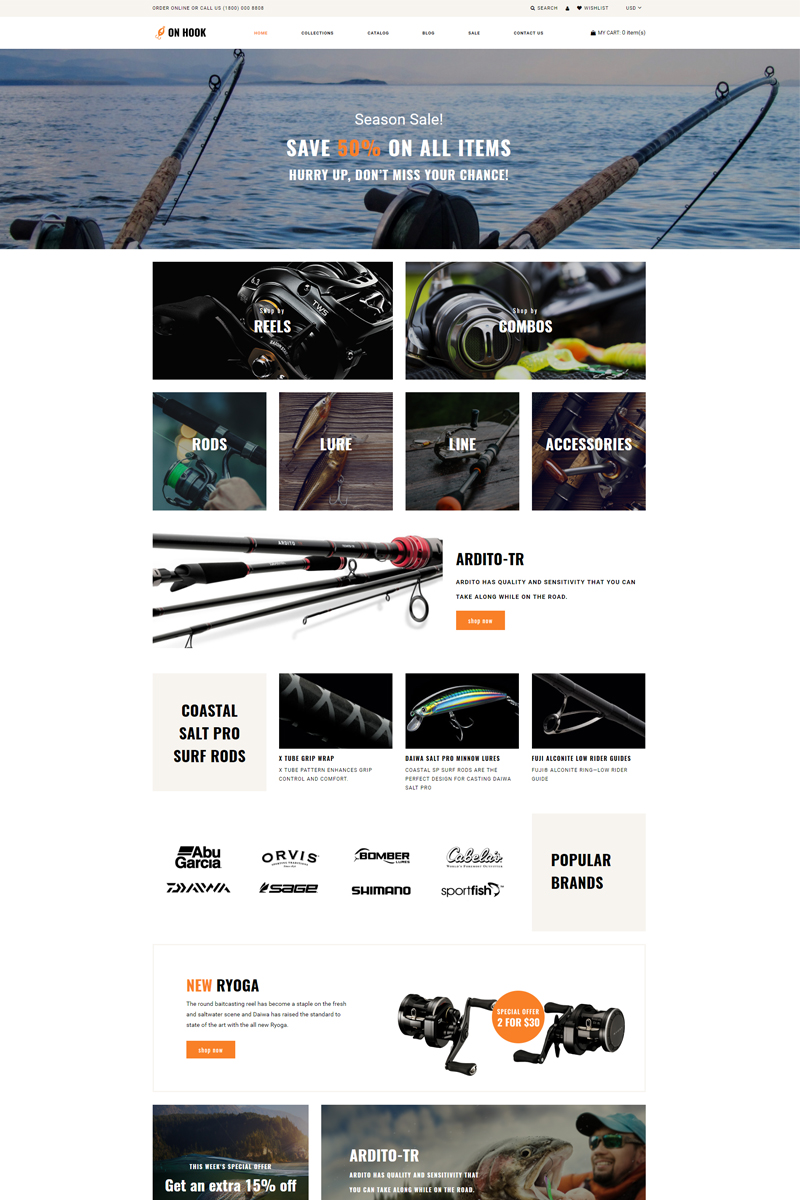 On Hook – Fishing Multipage Clean Shopify Theme