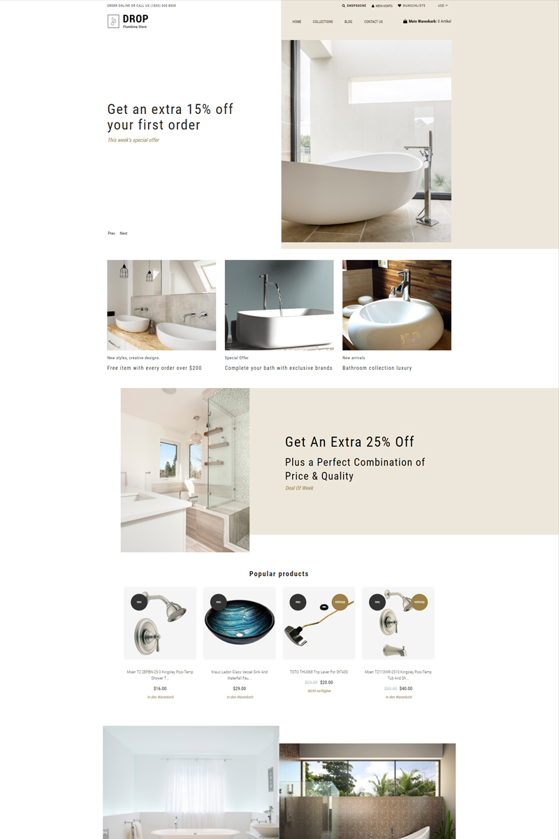 Drop Plumbing Store – Plumbing Multipage E-Commerce Clean Shopify Theme