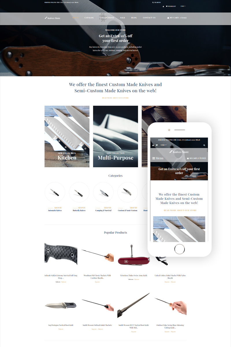 Knives store – Weapons Store Clean Shopify Theme