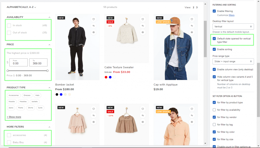 How to manage the Product Filter on the Collection page? - Zemez Support