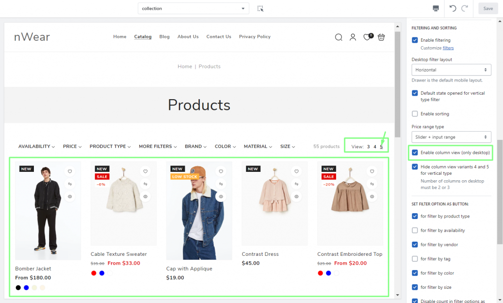 How to manage the Product Filter on the Collection page? - Zemez